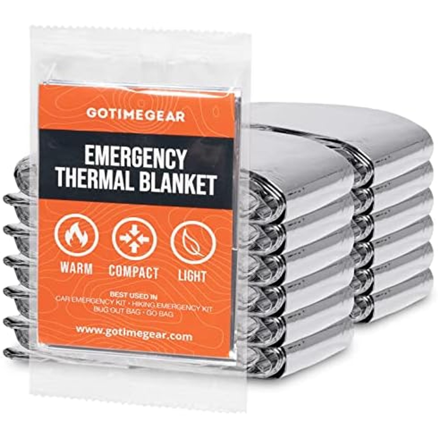 Go Time Gear Mylar Emergency Blankets 12 Pack