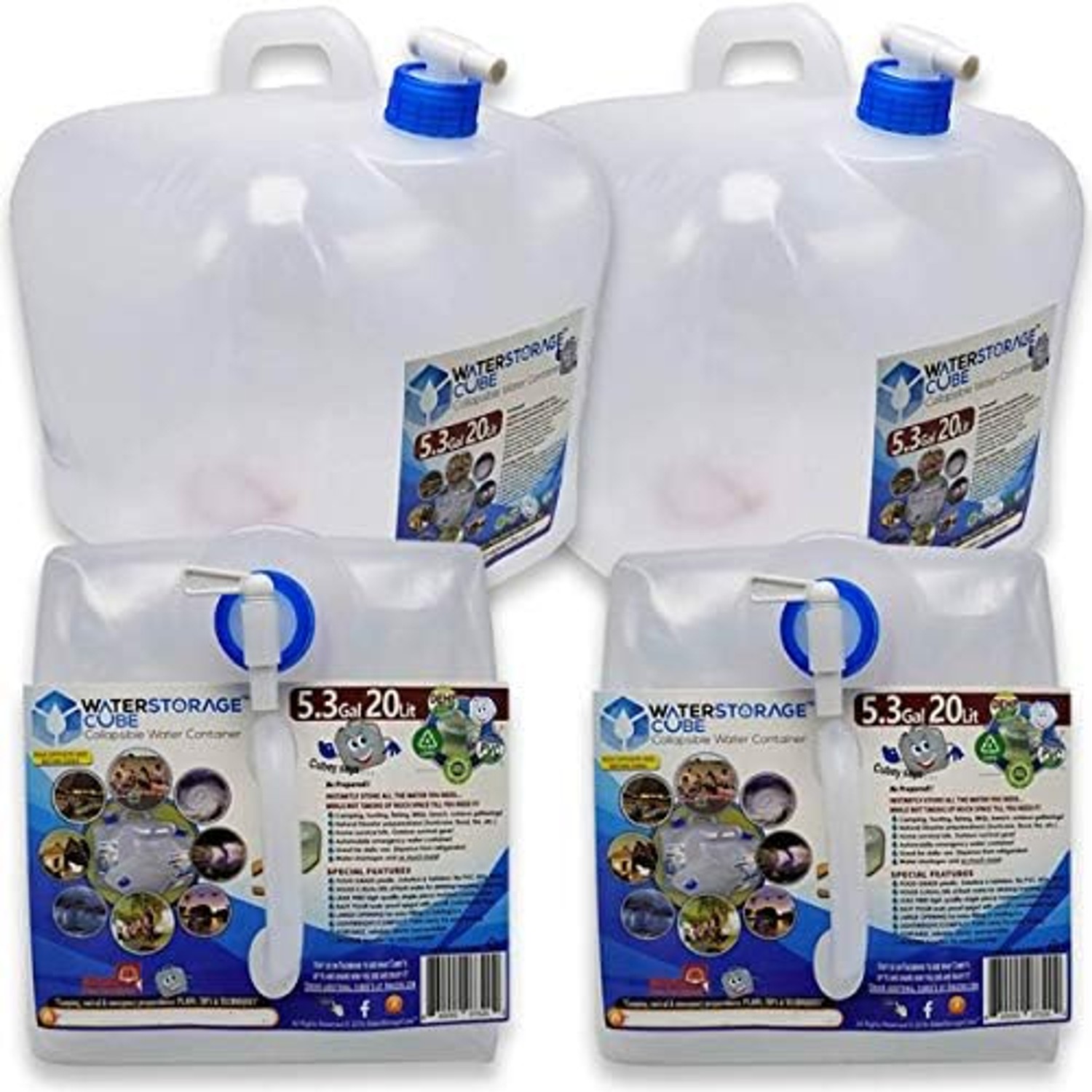 WaterStorageCube 5.3 Gallon Water Containers 2 Pack